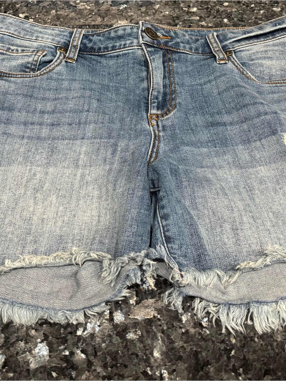 Kut from the Kloth Light Wash Frayed Hem Denim Shorts